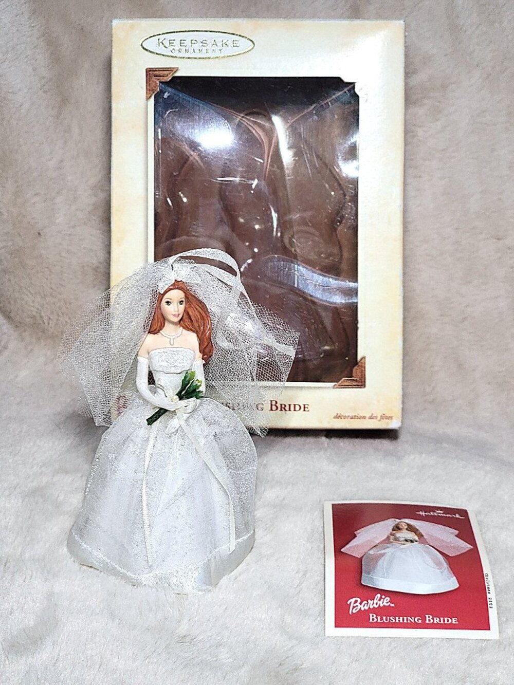 Hallmark 2002 Barbie BLUSHING BRIDE Keepsake Ornament AUBURN Hair MIB